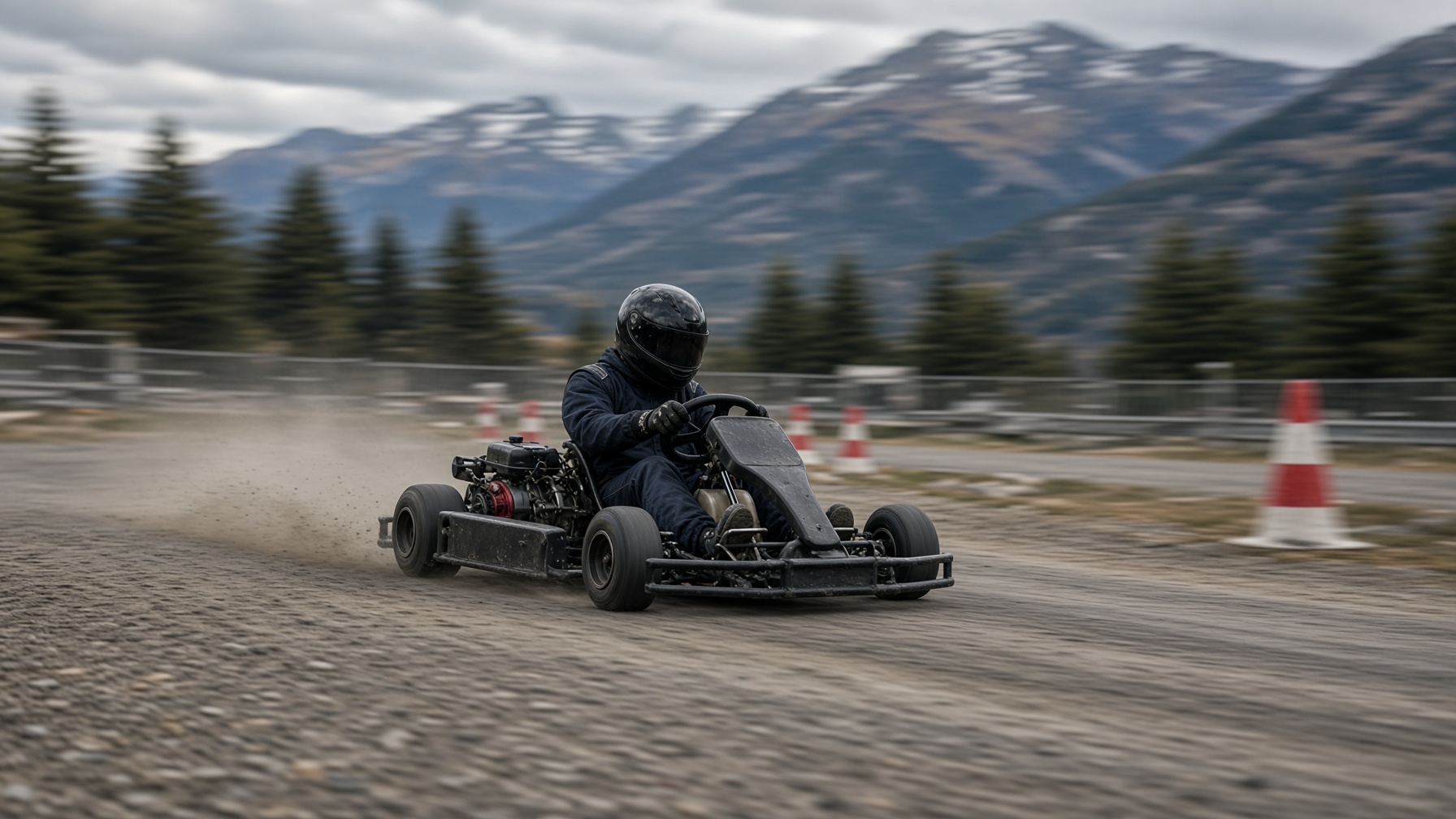 270er Kart auf der längeren Slalomstrecke