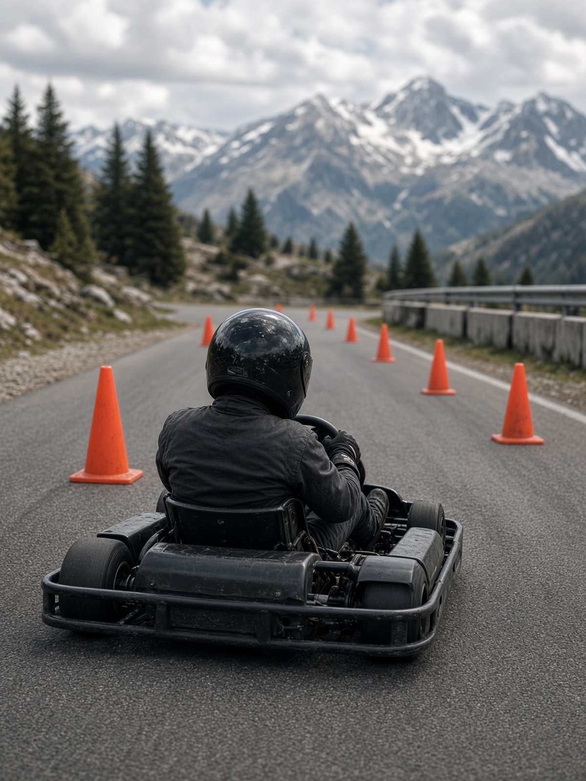Helmvisier unten, Kart zwischen Pylonen